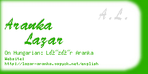 aranka lazar business card